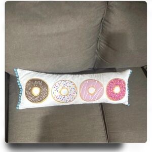 Isaac Mizrahi Donut Pattern Pillow with Pink and Brown Accents